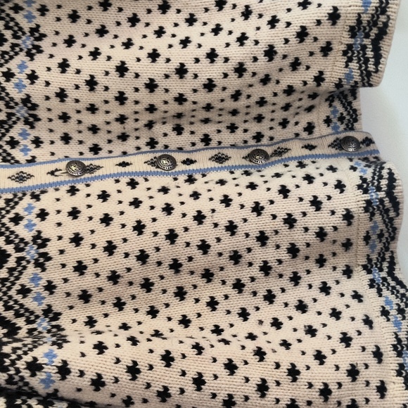 L.L. Bean Cream and Black Blue Nordic Fair Isle 100% Lambswool Cardigan Sz XL Wo - Picture 11 of 17